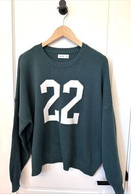 Women's Hollister Green White Sweater 22 XL Preppy University Casual Y2K Style